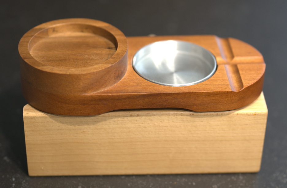 Wooden Glass Holder & Ashtray
