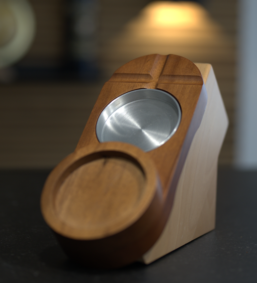 Wooden Glass Holder & Ashtray